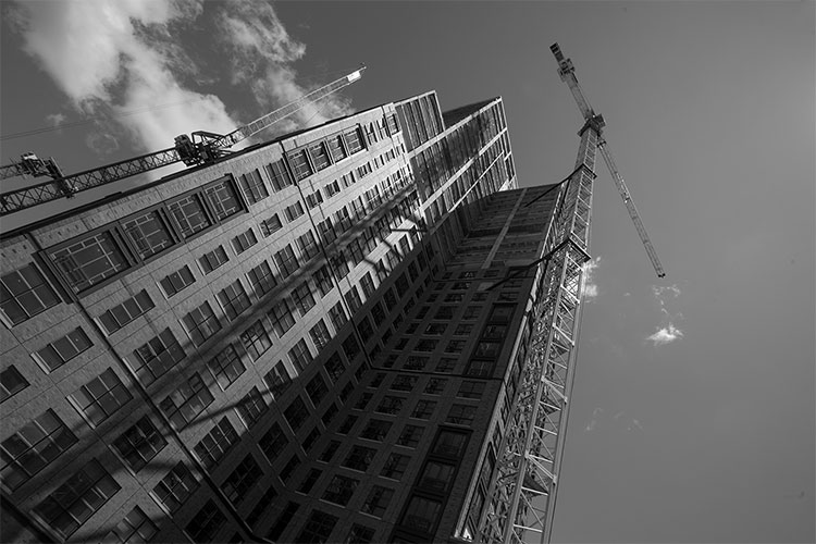 Highrise under construction, South of Market district, San Francisco.  R. Blum and Associates Commercial Real Estate Appraisal. Photo 2014.